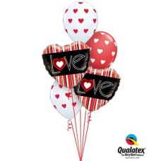Bukiet 127 L(Heart)VE Red Stripes Qualatex #21698-2 18080-3
